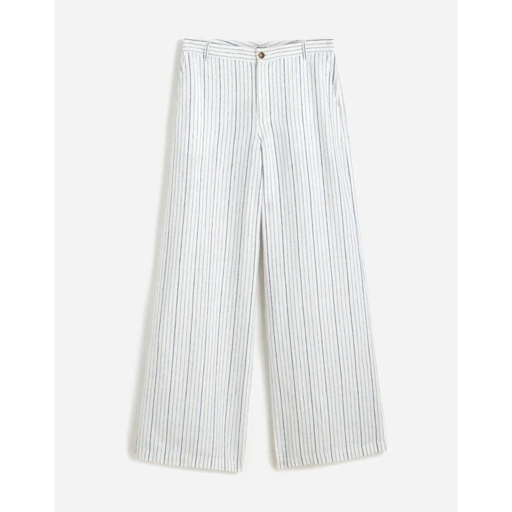 Madewell The Zoe Relaxed Wide Leg Linen Pants in Beachy Stripe sz 10